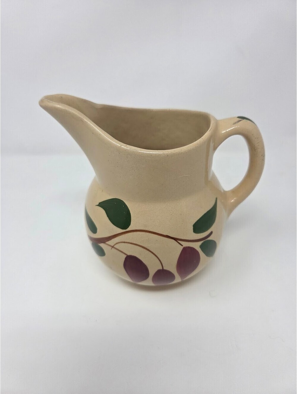 Watt Pottery Hand Painted Cream Pitcher With Cherry Branch Pattern